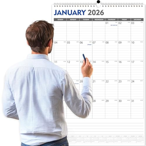 GuassLee Extra großer Wandkalender 2025, 50,8 x 76,2 cm, vertikaler Wandkalender 2024, Januar 2025 bis Juni 2026, 18 Monate Papier-Hängeplaner, Wand mit Julianischem Datum für Büro, Heimplanung und