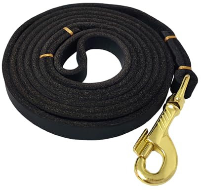Hundeleine aus Leder, 1,27 x 1,27 cm, geflochtenes Echtleder, Trainingsleine für Welpen, kleine und mittelgroße Hunde, Schwarz