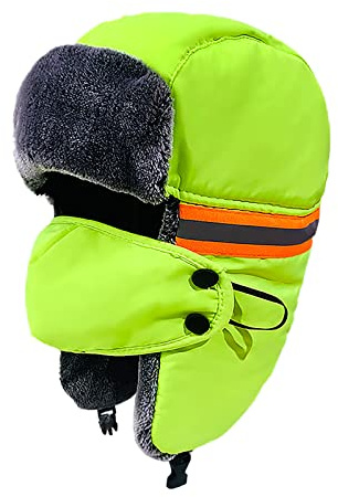 JIAHG Männer Frauen Reflektierende Trapper Hut Fliegermütze Winter Winddichte Ohrenklappe Kappe Arbeitskleidung Hut Nacht Radfahren Laufen Ski Kappe Jagdhut Trappermütze