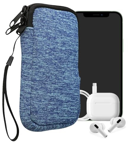 kwmobile Handytasche für Smartphones M - 5,5 - Neopren Handy Hülle Meerblau Hellblau - Handy Tasche 15,2 x 8,3 cm Innenmaße