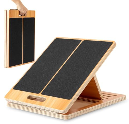 StrongTek Wooden Slant Board 5 Angles Adjustable Calf Stretcher Non Slip | Versatile 5-angle adjustable incline board for calf stretching, daily workout routines, leg mobility and flex training