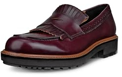 ECCO Women's Oslo Brogue Penny Loafer, Dark Ruby, 9-9.5