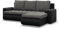 Mebligo - Ecksofa mit Schlaffunktion und 2 Bettkasten Dunkelgrau + Schwarz 230x89x159 (BxHxT) FORESTA - Rechts Eckcouch, Sofas & Couches, Couch L Form, Cauchsofa, Sofa Wohnzimmer