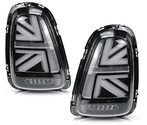 Hinten rechts Rücklicht Auto Rückleuchten Montage 2PCS Voll-Rückleuchten für BMW für Mini für Cooper R56 R57 R58 R59 LCI 2007-2013 JCW Union Jack Style Bremse für Rückwärtsgang(2007-2010 Year,2PCS Bla