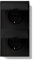 BSEED LIFE Schuko Steckdose mit Wasserdichter Abdeckung, Unterputz EU-Standard Einbausteckdose, Doppelsteckdose Wandsteckdose 16Amp mit PC Rahmen, 80*150mm inzelsteckdose mit Krallen, 2 Fach Schwarz