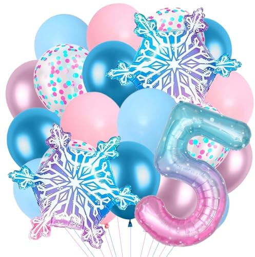 Schneeflocken Deko Luftballon, Geburtstag Zahlen Luftballon 5 Jahre, Schnee Luftballons, Schneeflocke Folien Ballon, Schneeflocken Ballons, Schneeflocken Helium Ballons
