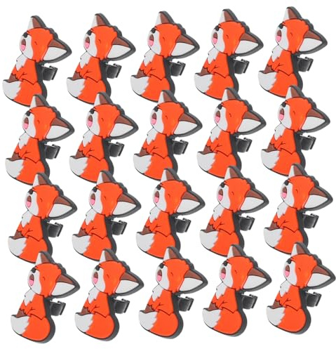 ROMISBABA 20 Stück Fuchs Radiergummi Stiftclips aus Weichem Pvc Kleber mit Abnehmbarem Clip Orange für Schule und Schreibwaren als Niedliche Dekoration für Schüler und Erwachsene