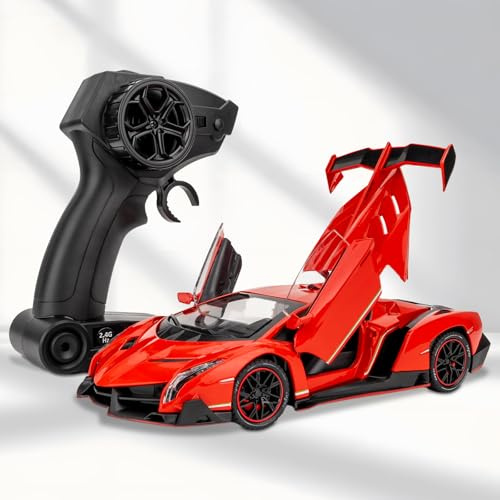 BGHSCA 1:24 Lamborghini Veneno Remote Control Car Model, 2.4GHz Diecast RC Cars Toys, Racing Sports Toy Vehicle for Adults Boys Girls and Kids, Collectible Christmas Birthday Gifts(Red)