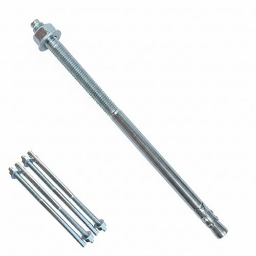 Pernos de Anclaje M12 x 240 mm (4 uds) | Acero Galvanizado | Tacos Metálicos de Expansión para Cargas Pesadas