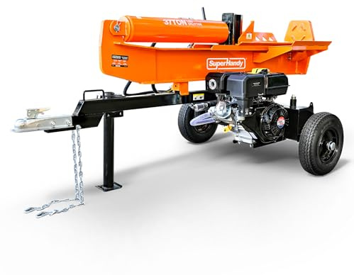 Superhandy 37 Ton 389 cc Gas Powered Full Beam Log Splitter w/Vertical/Horizontal Operation and Auto Return Valve, Towable with 2'' Ball Coupler
