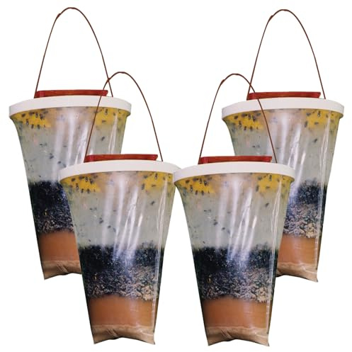 4 Pezzi di Trappola per Mosche da Esterno a Sospensione, Trappola per Mosche Viva con Contenitore Attrattivo, Trappola per Insetti da Esterno Ranch, Trappola per Mosche Redtop per Esterno per Zanzare
