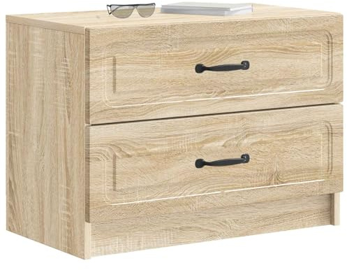 vidaXL Nachttisch Sonoma-Eiche 62 x 34,5 x 44,5 cm Holzwerkstoff, Geräumiger Stauraum, Vintage Schlafzimmer-Deko, praktischer Nachttisch, stylischer Tisch für Dein Zimmer