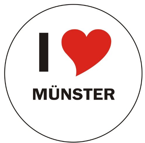 INDIGOS UG Auto Aufkleber I Love Münster 8 cm - Autoaufkleber - KFZ Sticker selbstklebend - für Motorrad, Fenster oder Heckscheibe - wetterfest & UV-beständig
