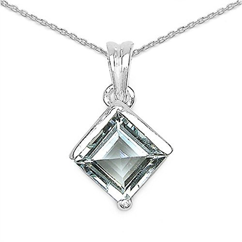 Schmuck-Schmidt-Collier/Kette mit Aquamarin-Anhänger 925 Silber/Rhodiniert 1,50 Karat
