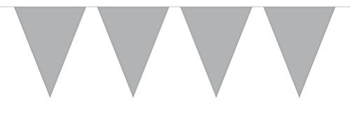 Folat Party Dekorationen 10 Meter Wimpelkette mit 15 Flaggen –, Silber
