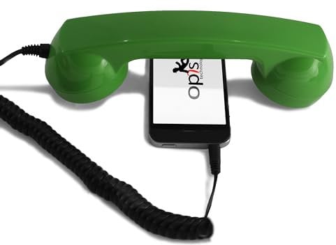 Opis 60s Micro: Retro Telefonhörer für Handy mit USB-C Adapter als Retro Headset für Android Smartphone und für iPhone 15 und Neuer in in Grün