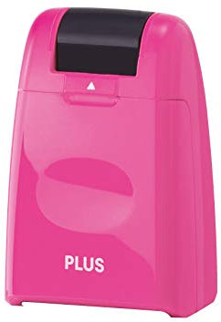 PLUS Japan, Datenschutz Rollstempel Camouflage in Pink, Textschwärzer, Identitätsschutz, 1er Pack (1 x 1 Rollstempel)