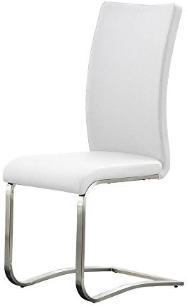 Robas Lund Esszimmerstuhl 2-er Set weiß, Stuhl belastbar bis 130 kg, mit Kunstlederbezug, Gestell Edelstahl