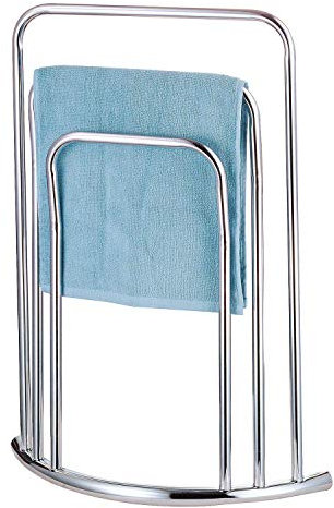 Taylor & Brown Free Standing Chrome 3 Bar Curved Towel Rail Rack Holder Floor Space Saving Design Tall Modern Outdoor Pool Towel Drying W58 x D29 x H76cm