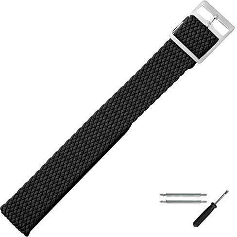 MARBURGER Uhrenarmband 20mm Perlon Schwarz - Werkzeug Montage Set 9502010000120