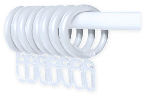Gardinenringe Ösen Gleiter mit Faltenleghaken 10 Stück Vorhangstangen 16 mm #196 (weiß)