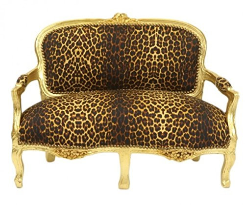 Casa Padrino Barock Kinder Sitzbank Gold Muster/Gold Antik Stil Kinder Sofa