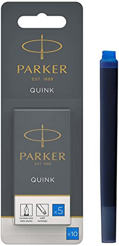 Parker Tintenpatronen für Füller | lange Patronen | auswaschbare blaue QUINK Tinte | 5 Stück (Blister-Packung)