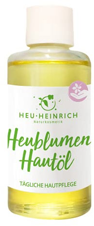 HEU-HEINRICH® 100ml Heublumen-Hautöl - ideales Öl für Muskeln und Gelenke - Naturkosmetik - mit Sesamöl Mandelöl Bergkräutern und mit Arnika