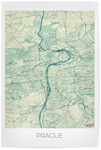 artboxONE Poster 30x20 cm Städte Prag, Tschechische Republik hochwertiger Design Kunstdruck - Bild Prag Map Plakat