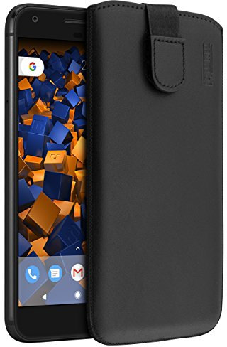 mumbi Echt Ledertasche kompatibel mit Google Pixel Hülle Leder Tasche Case Wallet, schwarz
