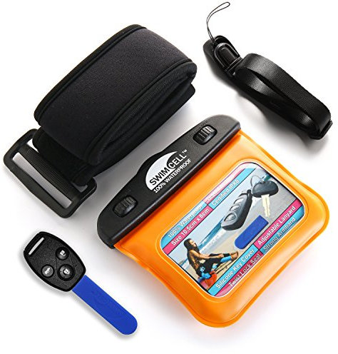 SwimCell Pochette Étanche Clef Etui- MP3 Sac étanche - Brassard Sport, Natation, Course, Marche, Surf. Brassard Ajustable Et Lanière De Cou. pour Bras, Poignet Ou Cheville. Certifié IPX8.