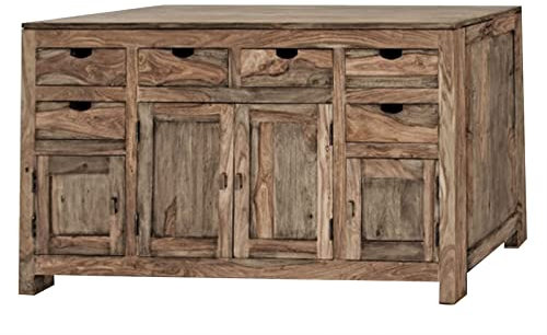 MASSIVMOEBEL24.DE Nature Grey Sideboard #84 Sheesham, Farbe:grau geölt, Größe:180x45x95 cm (BxTxH)