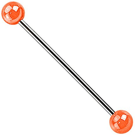 Piercingfaktor Piercing Hantel Barbell Industrial Ohr Cartilage Helix Tragus Intim Brust Stab Ohrpiercing mit Metallic Kugeln Orange