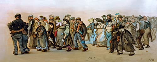 Kunstdruck/Poster: Heinrich Zille Der Spandauer Arbeiterzug - hochwertiger Druck, Bild, Kunstposter, 100x40 cm
