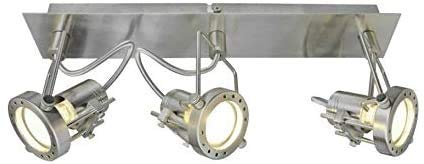 Dapo LED-Wandleuchte-Spot JET-LINE nickel, inklusive LED-Leuchtmittel GU10 3x 7W, Deckenplatte D: 42x8cm Decken-Flur-Schaufenster-Büro-Arbeitsraum-Wohnraum-Strahler-Spot-Lampe (3-flammig)
