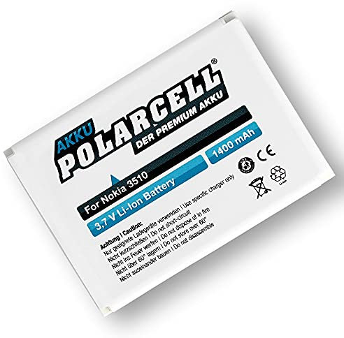 PolarCell Akku für Nokia 3510-3410 - 6650-6800 - 6810 | ersetzt Original Akku BLC-1 - BLC-2 - BMC-3 | 1400mAh Starke Ersatz-Batterie | 40% mehr Kapazität als der Original-Akku