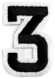 Schnoschi Aufbügler 5 cm hoch Zahl 3 schwarz/weiß