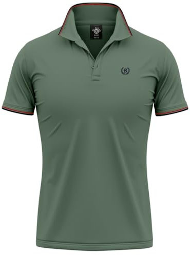 BE BOARD Maglia Polo Uomo a Manica Corta in Cotone Piquet, Taglie Calibrate Fino a 9XL, Eleganza e Comfort in Vari Colori,Verde Militare,L