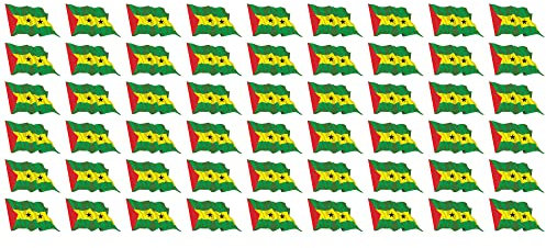 INDIGOS UG - Mini Aufkleber Set - Pack wehend - 20x12mm - selbstklebender Sticker - sao tome and principe - Flagge - Banner - Standarte fürs Auto, Büro, zu Hause und die Schule - 54 Stück - für Auto