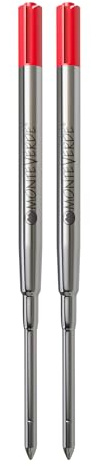 Monteverde Medium Point Ballpoint Soft Roll Refill for Sheaffer Ballpoint Pens - Red (Pack of 2)