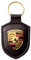 Porsche Crest Logo Black Leather Key Chain