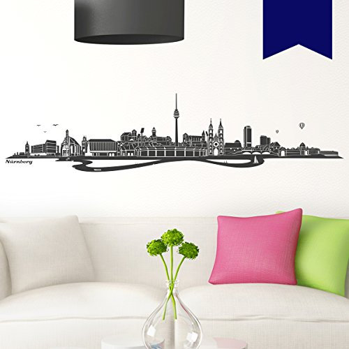 WANDKINGS Wandtattoo Skyline Nürnberg 160 x 37 cm dunkelblau - erhältlich in 33 Farben