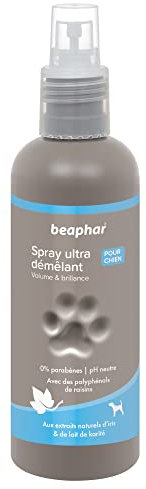 BEAPHAR – Spray Ultra-démêlant pour Chien – Extraits naturels d'Iris, de Lait de Karité et du polyphenol de Raisin – Démêle, Hydrate, adoucit, protège Le Poil – Prêt à l'emploi, sans rinçage – 200 ML