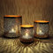 3er Set Orientalisches Windlicht Laterne orientalisch Estelle 14cm Groß | Orientalische Vintage Teelichthalter Kupferfarben innen schwarz außen | Marokkanische Windlichter aus Metall als Dekoration