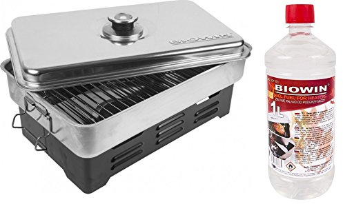 330001_1L Table Smoker Oven with Thermometer Stainless Steel + 1 Litre Burning Gel
