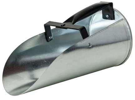 FARM-TUFF Galvanized Livestock Feed Scoop, 2qt Capacity - Metal Grain & Seed Scoop with Enclosed Easy-Grip Handle, Flat Base & Rust-Resistant Design for Poultry, Birds & Small Animals