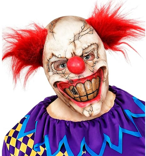 W WIDMANN MILANO Party Fashion - Maschera da clown assassino con capelli | Maschera horror da brivido con capelli rossi per Halloween, Carnevale, feste a tema