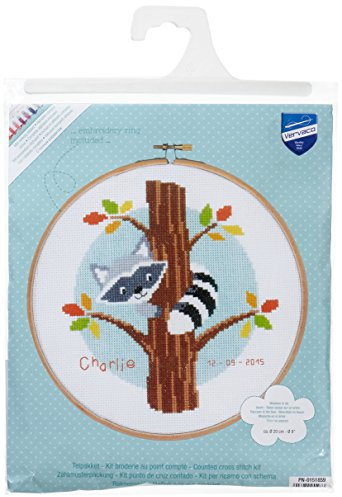 Vervaco Zählmusterpackung-Stickpackung im gezählten Kreuzstich, Raccoon in Tree, 20cm