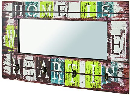 HAKU Wandgarderobe Motiv, Vintage, MDF, Metall, Spiegel - Maße: B 80 x H 52 x T 10 cm, Style: Industrial