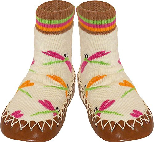 Konfetti Dragonfly Kids Swedish Moccasins House Slippers Shoes Ivory